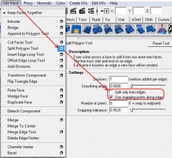 Рисунок 8. Включаем привязку к сетке у инструмента Split Polygon Tool.